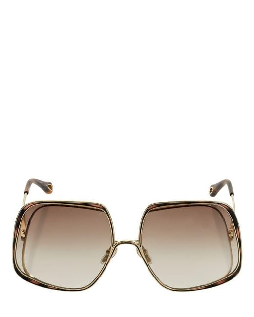 Chloé Brown Hanah Squared Metal Sunglasses