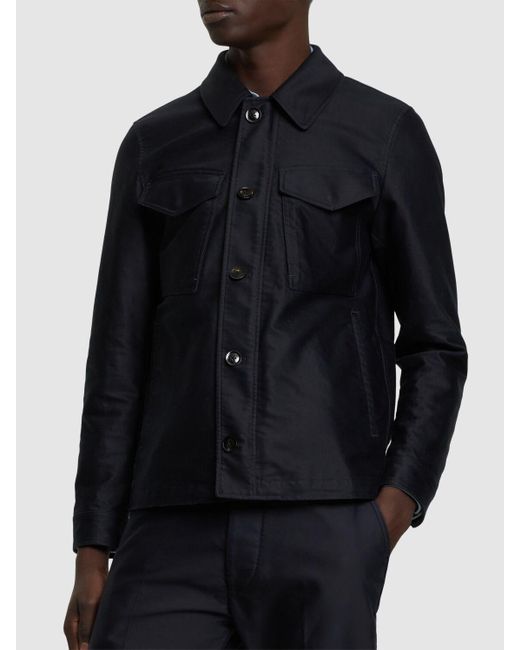 Tom Ford Blue Compact Cotton Military Field Jacket for men