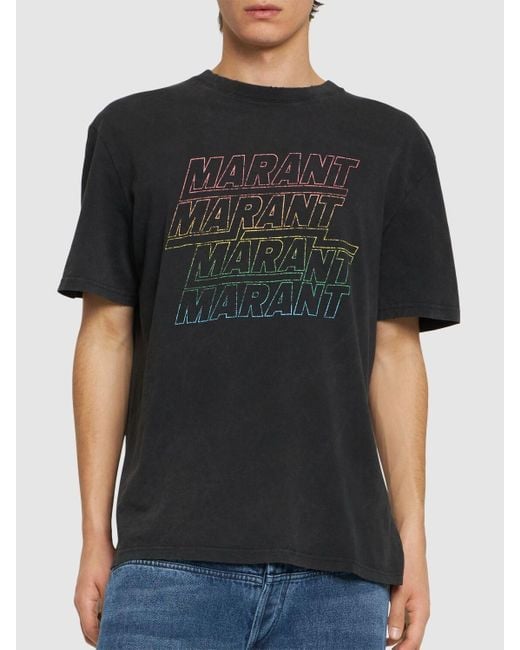 T-shirt en jersey de coton imprimé logo hugo Isabel Marant pour homme en coloris Black
