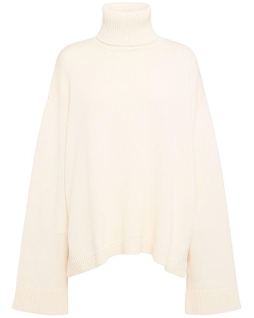 Frankie Shop Natural Rhea Wool & Cotton Turtleneck Sweater