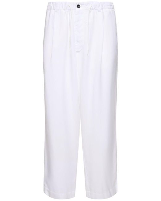 Giorgio Armani White Lyocell Elastic Waistband Pants for men