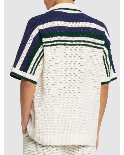 Casablancabrand Blue Tennis Cotton Crochet S/s Shirt for men