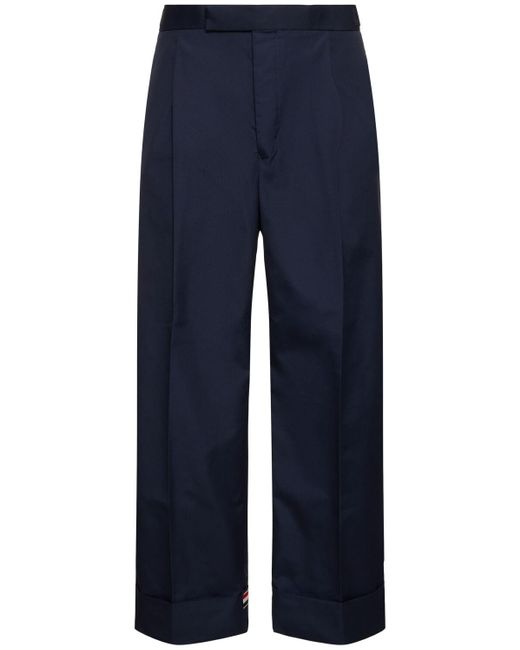 Thom Browne Blue Cotton Blend Pants W/ gg Cuff for men
