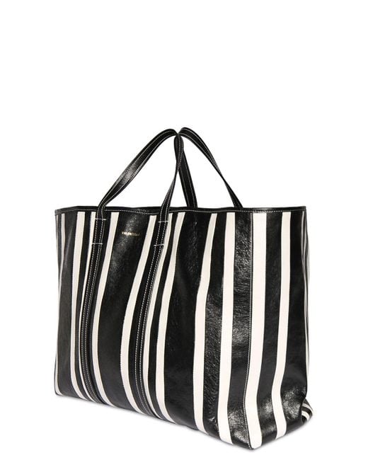 Balenciaga Black Striped Leather Tote Bag for men