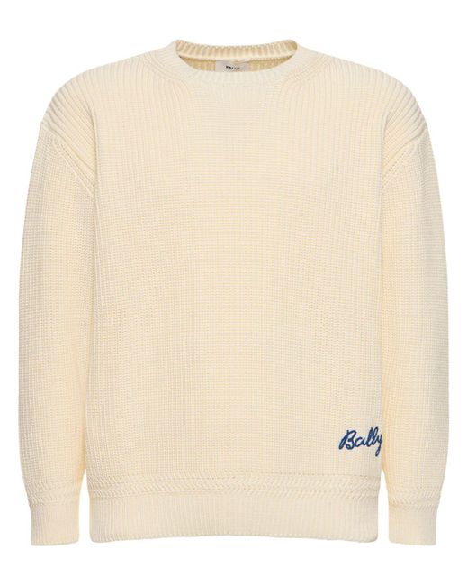 Bally Sweater Aus Baumwolle Mit Logo in Natural für Herren