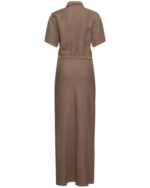 Brunello Cucinelli リネンブレンドツイルシャツドレス Brown