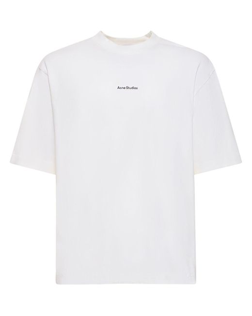 Camiseta de algodón con logo Acne de hombre de color White