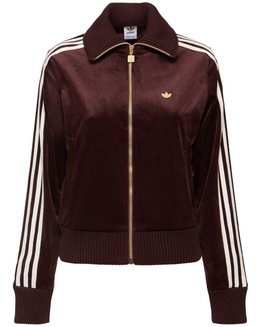 Adidas beckenbauer maroon velour track top sale