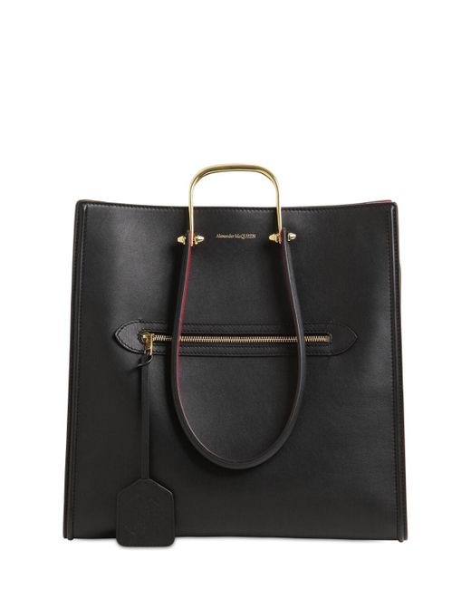 Alexander McQueen Black The Tall Story Bicolor Leather Tote