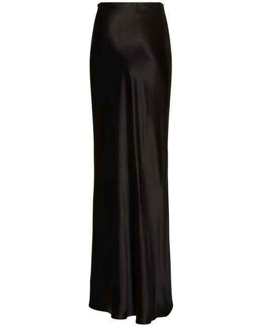 Galvan Black Valletta Satin Long Skirt