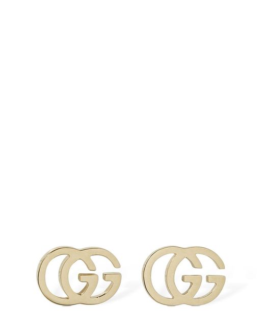 Gucci Natural 18kt Gold Gg Tissue Stud Earrings