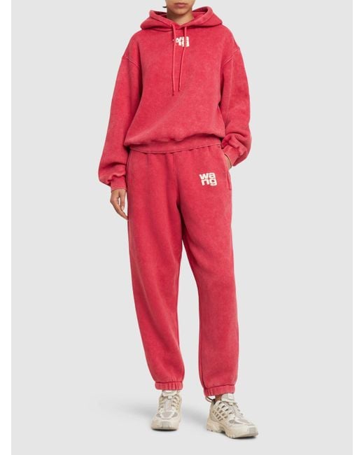 Alexander Wang Red Essential Cotton Terry Sweatpants