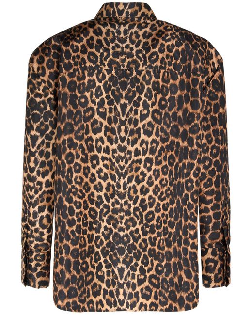 Camicia in seta leopard di Saint Laurent in Black da Uomo
