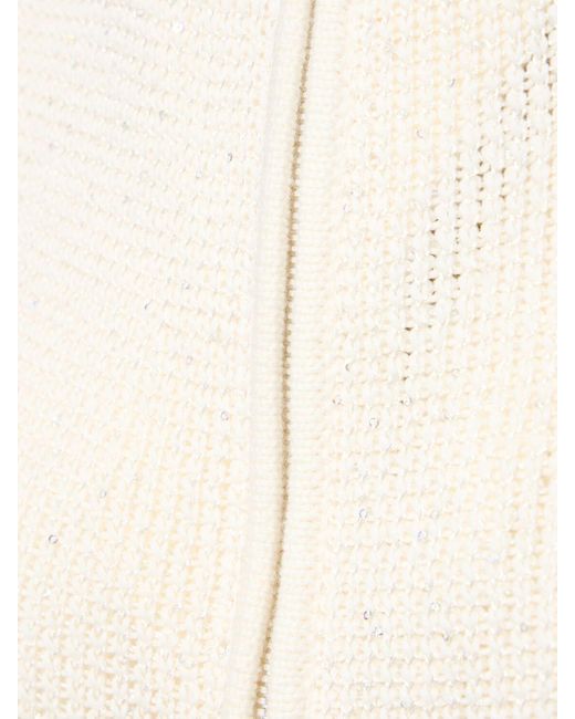 Gilet a collo alto in maglia con paillettes e zip di Alessandra Rich in Natural