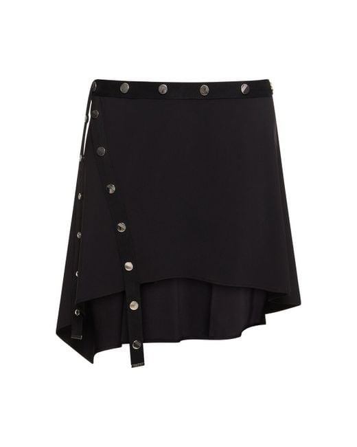 The Attico Black Asymmetrischer Minirock Aus Stretch-jersey