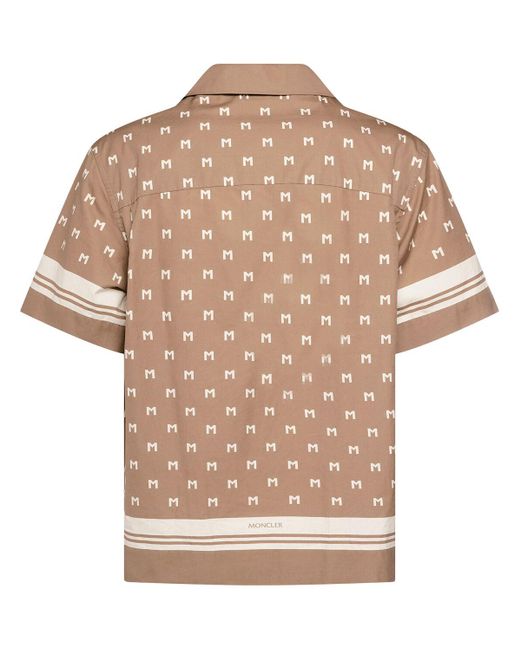 Moncler Natural Monogram Printed Cotton Shirt for men