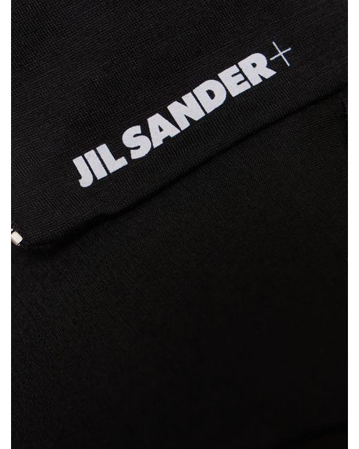 Jil Sander Black Printed Logo Zipped Turtleneck Top
