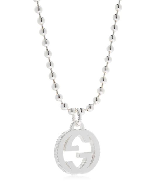 Gucci White 45cm Interlocking G Necklace for men