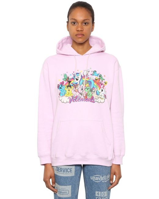 Vetements Pink Cropped Printed Cotton-jersey Hoodie