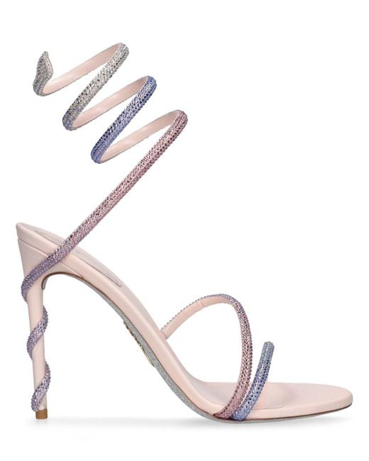 Sandalias de piel decoradas 105mm Rene Caovilla de color Pink