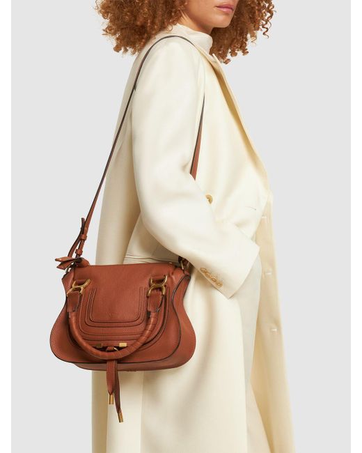 Chlo Small Marcie Leather Shoulder Bag in Brown Lyst UK