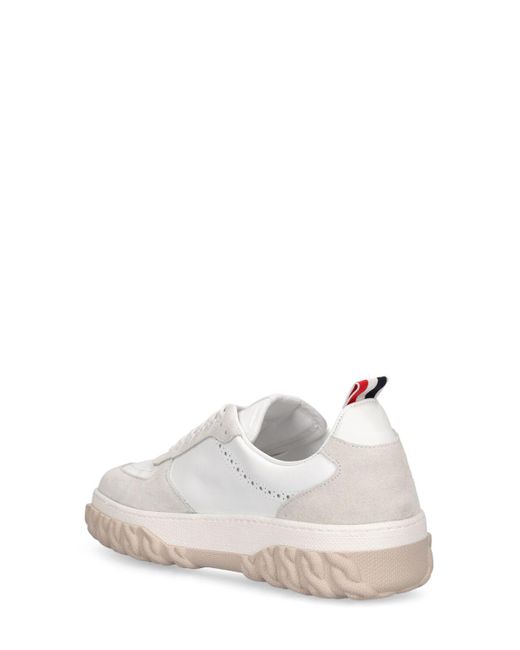 Thom Browne White Letterman Sneakers W/ Cable-knit Sole for men