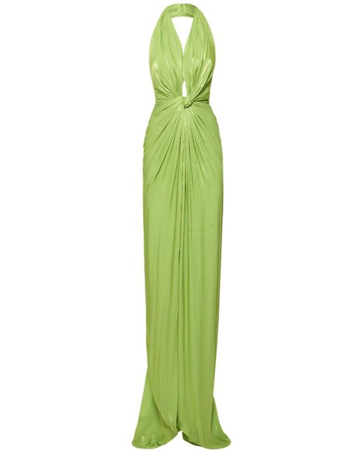 Vestido de georgette lúrex con lazo Costarellos de color Green