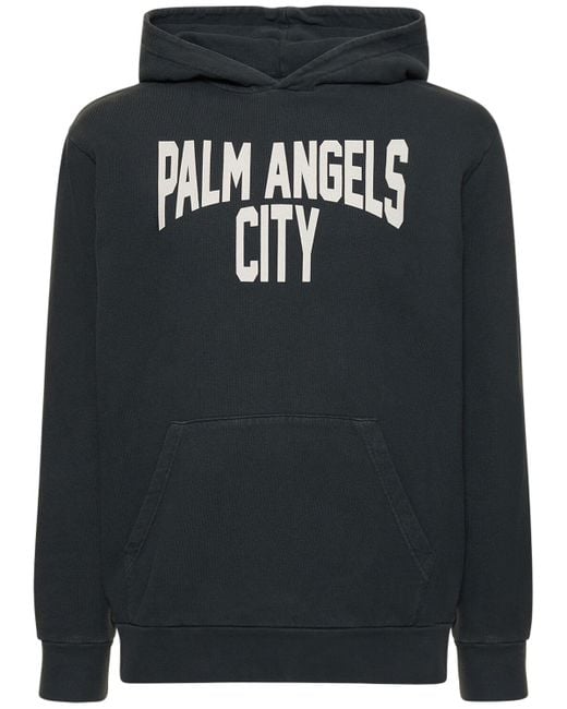 Sweat-shirt en coton délavé à capuche pa city Palm Angels pour homme en coloris Black