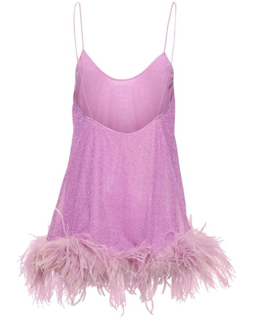 Vestido corto con plumas Oseree de color Pink