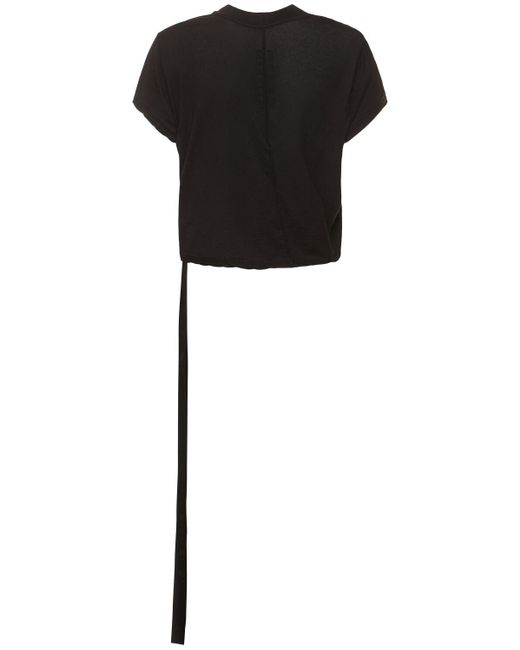 Rick Owens Black Short Sleeve Cropped Jersey T-shirt