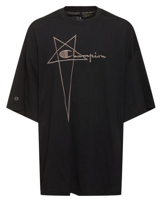 Rick Owens Jersey-t-shirt Mit Logostickerei in Black für Herren