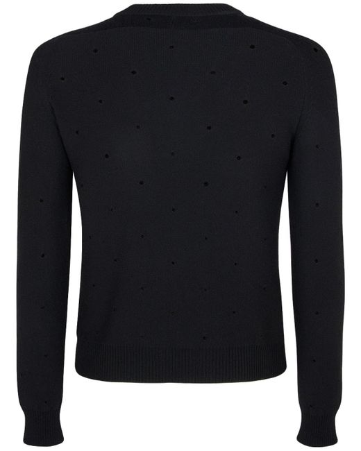 Saint Laurent Black Wool Knit Crewneck Sweater W/crystals for men