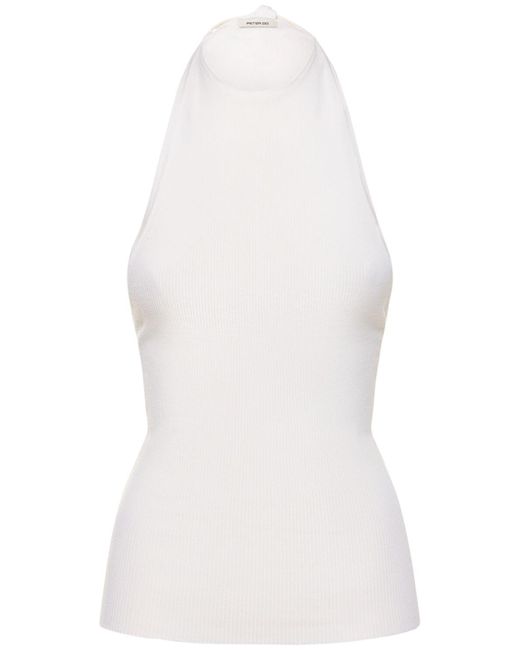 Top halter de punto de seda y lana Peter Do de color White