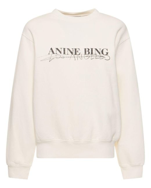 Anine Bing Natural Ramona Doodle Cotton Sweatshirt