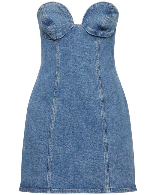 Magda Butrym Blue Denim Bustier Strapless Mini Dress