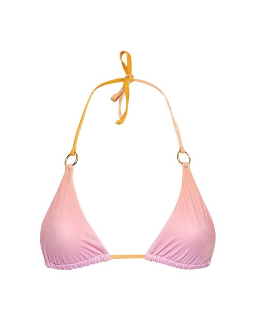 Louisa Ballou Pink Mini Ring Printed Stretch Bikini Top