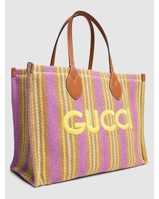 Borsa shopping media in tela con logo di Gucci in Pink
