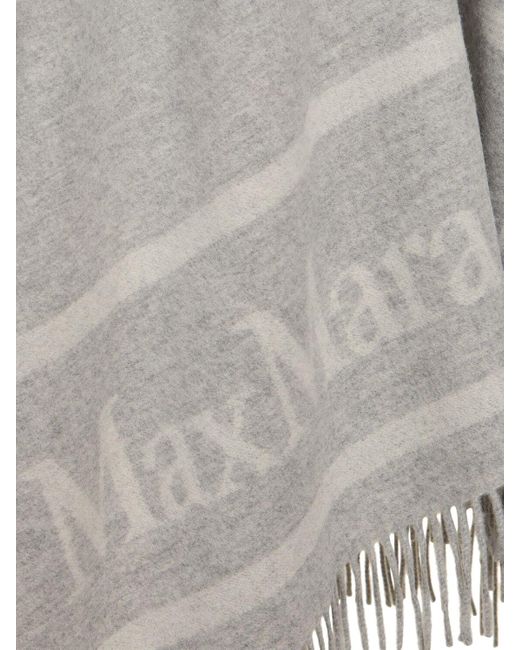 Poncho hilde in lana / frange di Max Mara in Gray