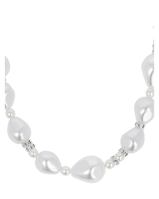 Magda Butrym Metallic Faux Pearl Double Wrap Necklace