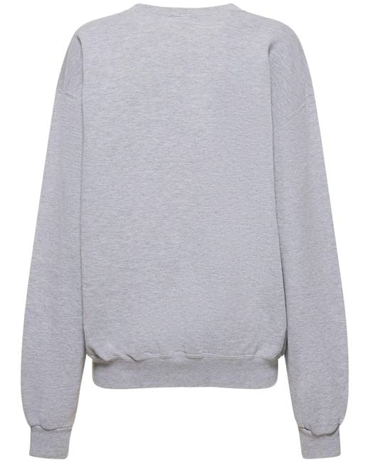 Re/done Gray Upcycled Printed Cotton Blend Sweatshirt