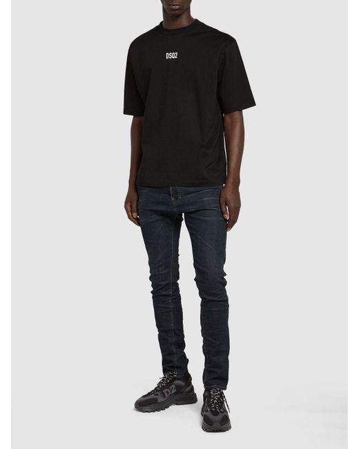 Camiseta de algodón estampada DSquared² de hombre de color Black