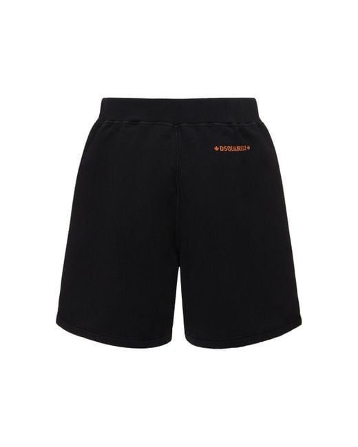 Shorts relaxed fit in felpa di cotone di DSquared² in Black da Uomo