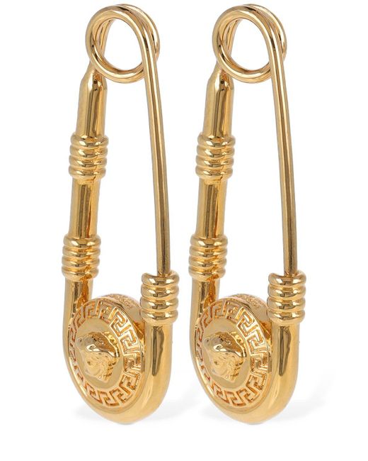 Versace Metallic Medusa Safety Pin Earrings for men