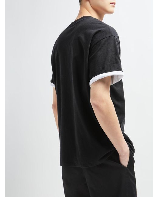 Bottega Veneta Black Double Layered Cotton T-shirt for men