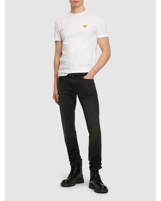 Versace T-shirt Aus Baumwolljersey Mit Medusendruck in White für Herren