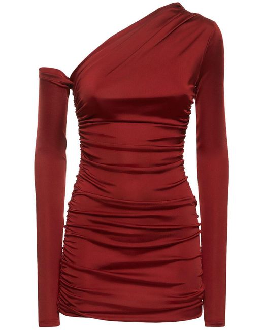 ANDAMANE Red Olimpia Draped Stretch Jersey Midi Dress
