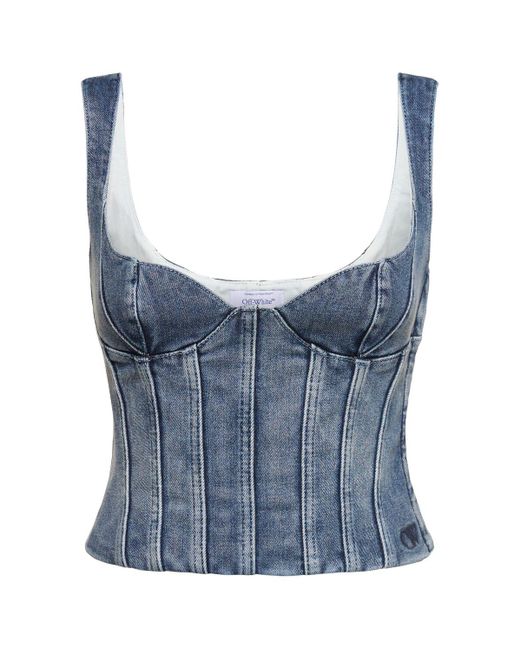 Cotton bustier top di Off-White c/o Virgil Abloh in Blue