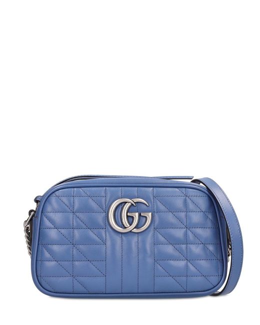 Gucci Blue Gg Marmont Leather Camera Bag