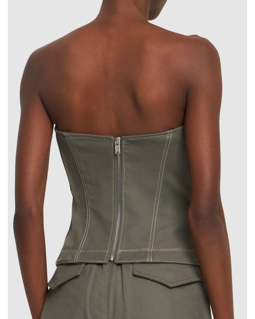 Dion Lee Green Cotton Denim Laced Hiking Corset Top