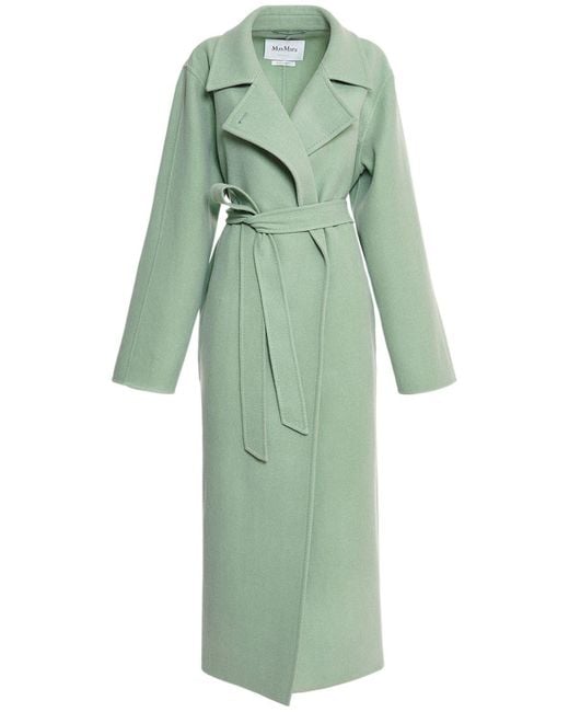 Max Mara Hans Belted Wool & Cashmere Long Coat in Green | Lyst